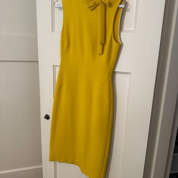 Zara yellow high-neck shift dress with bow - size XS - Picture 5 of 7